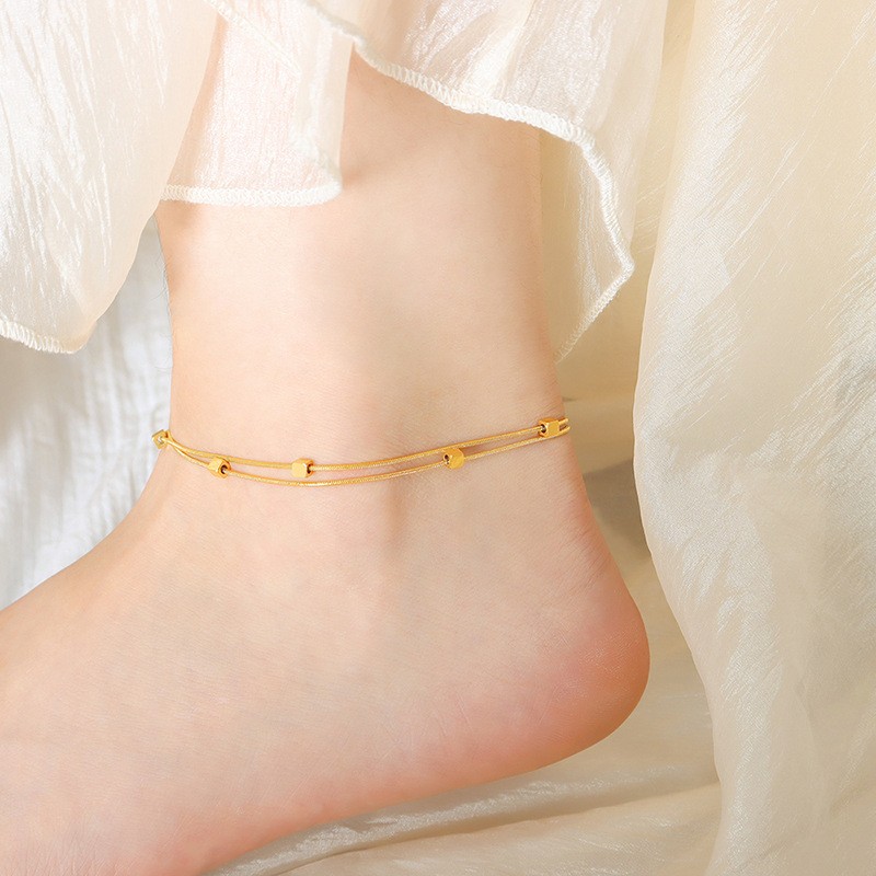 Geometric Anklet Manufacturer - Double Layer Square Summer Beach Waterproof