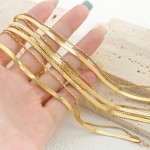 Stainless Steel Anklet Factory - Summer 18K Gold Double Layer Flat Snake Chain