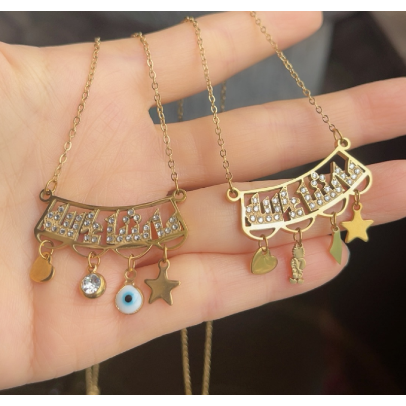 Arabic Necklace Supplier - Stainless Steel Heart Star Eye Fashion Jewelry