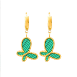 Butterfly Earrings Supplier - Stainless Steel Shell Green Drop Statement Women