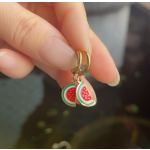 Watermelon Earrings Supplier - Cute Fruit Mini Stainless Steel Enamel Palestine
