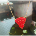 Arabic Necklace Supplier - 18K Gold Stainless Steel Red Enamel Pendant Men Women