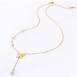 Women Necklace Factory - Wholesale 316L Stainless Steel Opal Diamond Butterfly