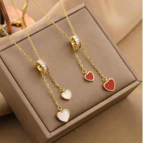 Heart Necklace Manufacturer - Gold Plated Stainless Steel Shell Key Love Pendant