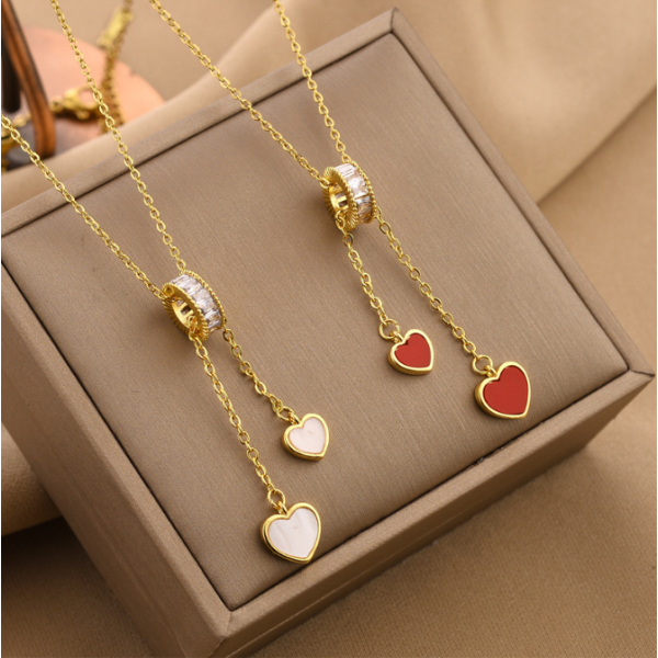 Heart Necklace Manufacturer - Gold Plated Stainless Steel Shell Key Love Pendant