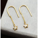 Silver Earrings Factory - S925 Sterling Silver Korean Five-pointed Star Tassel