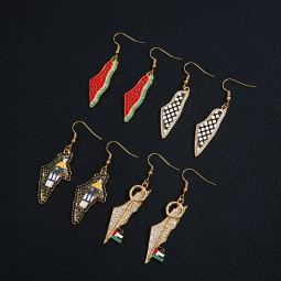 巴勒斯坦耳环供应商 - 不锈钢国家地图吊坠高品质