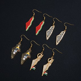 Palestine Earrings Supplier - Stainless Steel Country Map Dangle High Quality