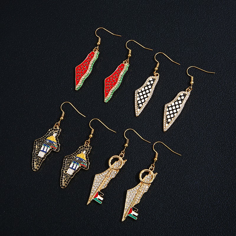 Palestine Earrings Supplier - Stainless Steel Country Map Dangle High Quality
