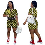 Baseball Set Supplier - Fashion Women's Summer Print 2 Piece Sports Pocket