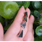 Arab Earrings Supplier - Stainless Steel Triangle Stud 18K Gold Plated Enamel