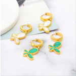 Butterfly Earrings Supplier - Stainless Steel Shell Green Drop Statement Women