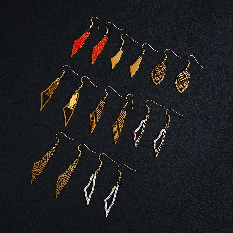 Palestine Earrings Manufacturer - 18K Stainless Steel Map Earrings Wholesale