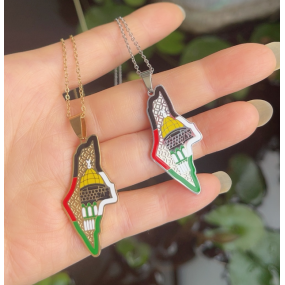 Palestine Map Necklace Manufacturer - Stainless Steel Waterproof Gold Silver Enamel