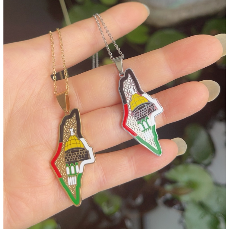 Palestine Map Necklace Manufacturer - Stainless Steel Waterproof Gold Silver Enamel