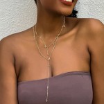 Crystal Necklace Supplier - Simple Tassel Women's Fashion Double Layer Jewelry