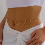 Body Chain Factory - Punk Casual Box Chain U-shaped Rhinestone Tassel Waist