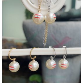 Lebanon Jewelry Set Factory - Stainless Steel Chain Flag Necklace Earrings Pearl