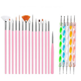 Nail Art Brush Set Supplier - 20 Pcs Gel Liner Double End Manicure Tools
