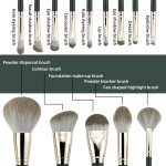 Makeup Brush Set Factory - 14 Piece Dark Green Set