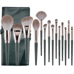 Makeup Brush Set Factory - 14 Piece Dark Green Set