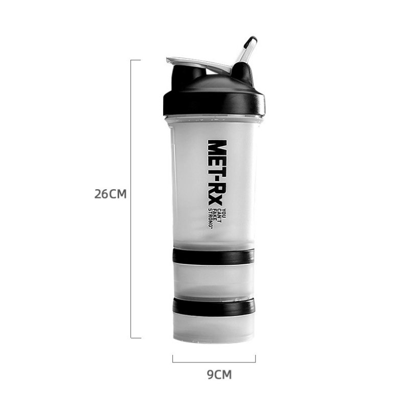 Fitness Shaker Bottle Manufacturer - OEM/ODM Private Label Leakproof Protein Mixer with 2 Supplement Boxes Gym Workout Container