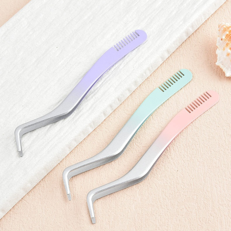 Eyelash Extension Set Manufacturer - Stainless Steel Curved Tweezers Beginner Tool