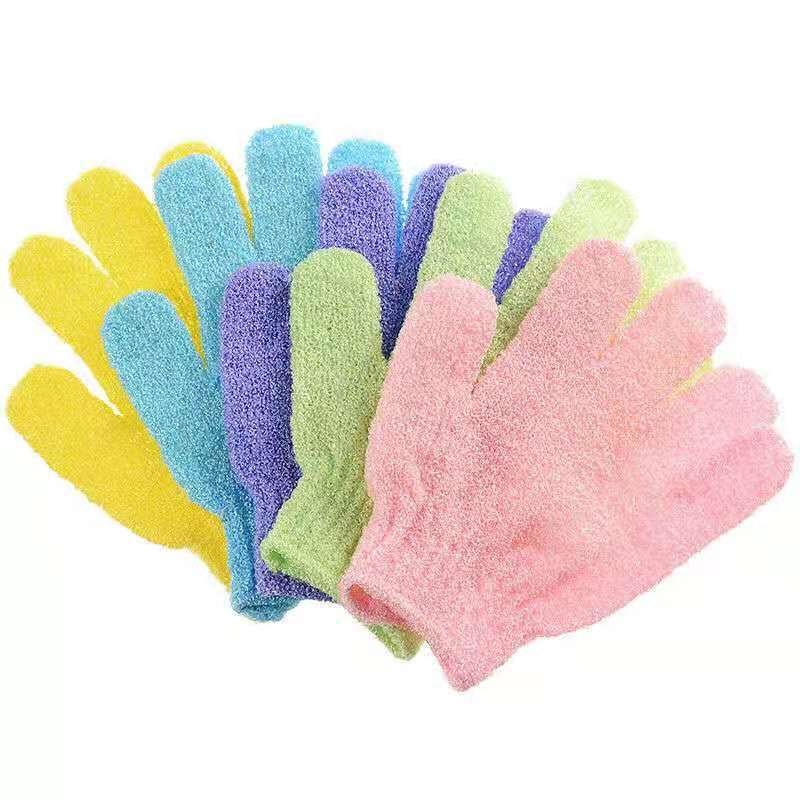Bath Gloves Supplier - Five-finger Exfoliating Polyester Body Application