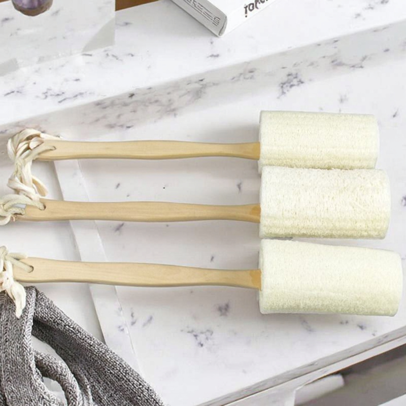 Loofah Bath Scrubber Manufacturer - Natural Long Wooden Handle Body Exfoliation
