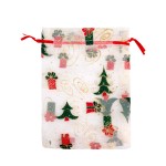 Candy Bags Manufacturer - Christmas Printed Red Cotton Small Pouch