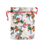 Candy Bags Manufacturer - Christmas Printed Red Cotton Small Pouch