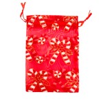 Candy Bags Manufacturer - Christmas Printed Red Cotton Small Pouch