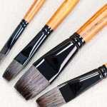 Paint Brush Set Manufacturer - 4pcs Artist Hog Bristle Yellow Wood