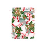 Candy Bags Manufacturer - Christmas Printed Red Cotton Small Pouch