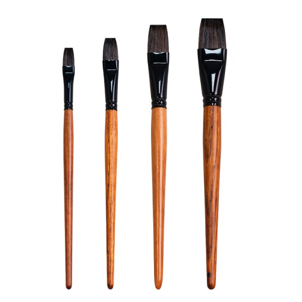 Paint Brush Set Manufacturer - 4pcs Artist Hog Bristle Yellow Wood