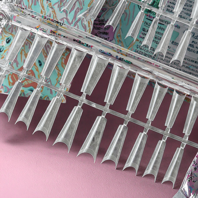 Gel Nail Tips Wholesale - Women's Half Cover Coffin Pattern Transparent