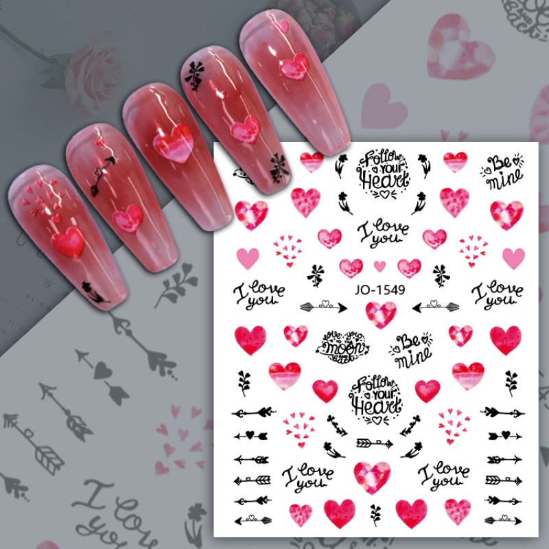 Valentine Nail Glitter Supplier - 3D Mixed Love Heart Red Flake Sequin