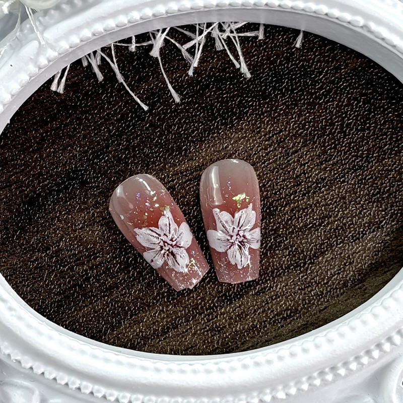 Coffin Nail Tips Wholesale - Luxury 24pcs 3D ABS Coffin Square Pattern Press