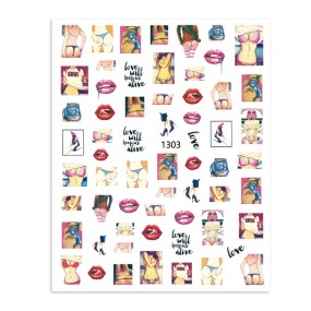 Nail Art Stickers Factory - Custom 3D DIY Red White Love Cupid Lips