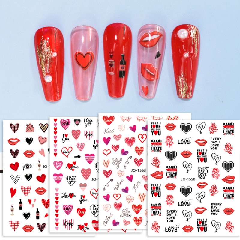 Nail Stickers Wholesale - Luxurious 2D Waterproof Laser Valentine Flower