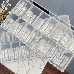 Nail Tips Supplier - Full Cover Clear Half Matte Soft Gel 15 Sizes