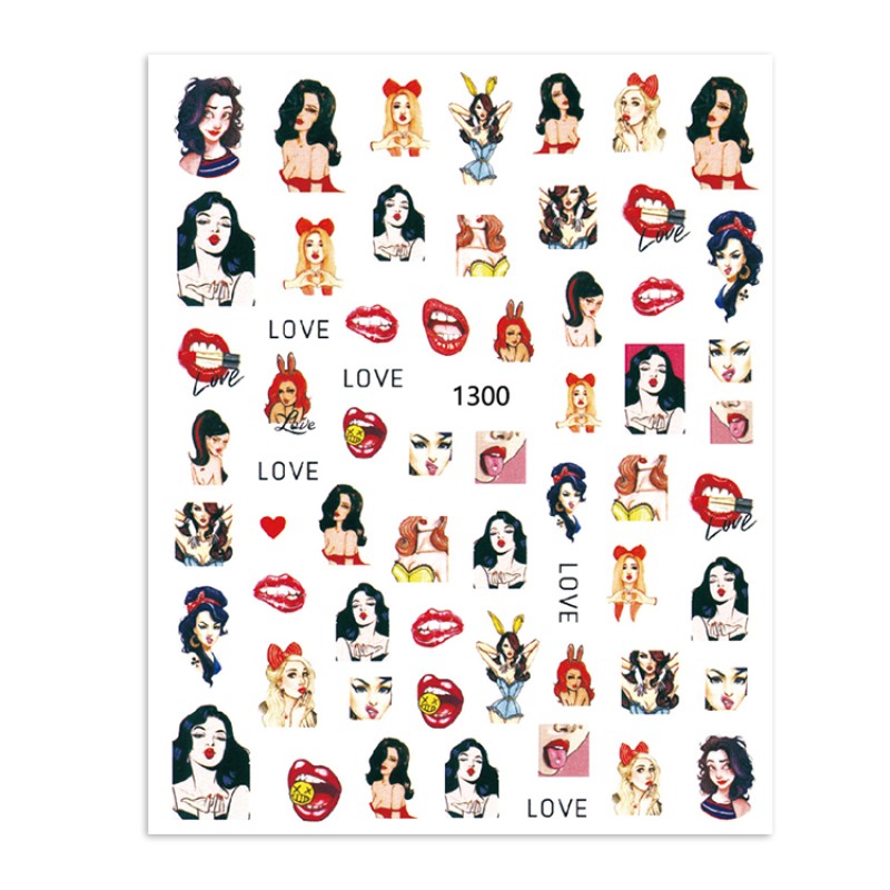 Valentine Nail Stickers Manufacturer - 3D Black White Gold Silver French