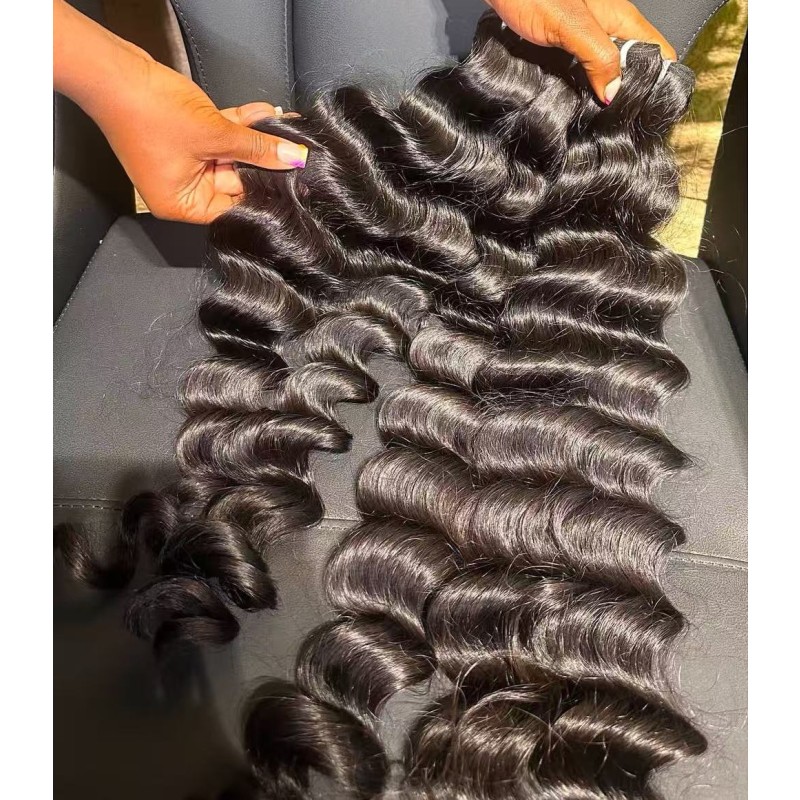 Human Hair Extensions Factory - Water Deep Wave Real Remy Straight Raw Cambodian