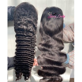 Lace Front Wigs Supplier - Natural Black HD Lace Body Wave Pre Plucked