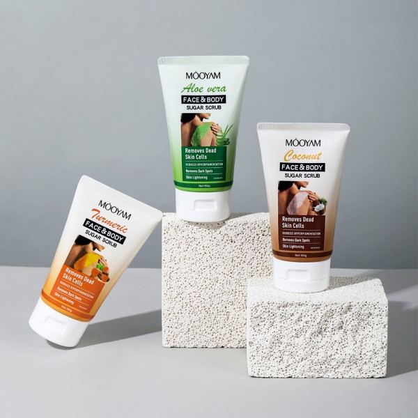 Sugar Scrub Factory - OEM Body Face 3 Flavors Coconut Aloe Vera Turmeric Infused