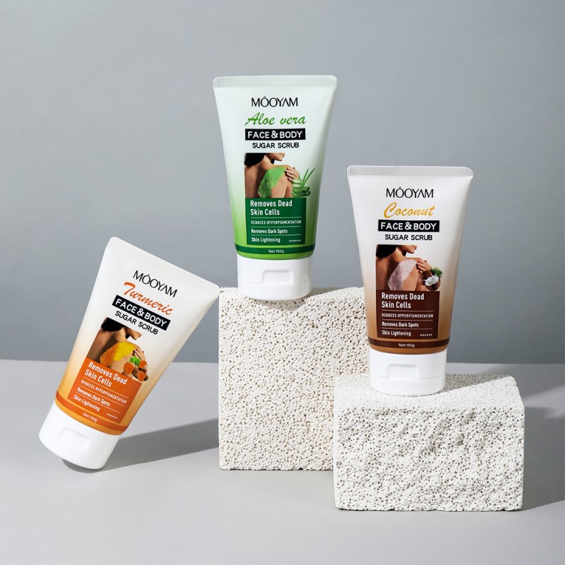 Sugar Scrub Factory - OEM Body Face 3 Flavors Coconut Aloe Vera Turmeric Infused