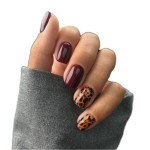 Press on Nails Manufacturer - 24pcs Burgundy Leopard Print Maillard Short Square Art Acrylic