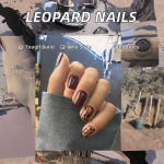 Press on Nails Manufacturer - 24pcs Burgundy Leopard Print Maillard Short Square Art Acrylic