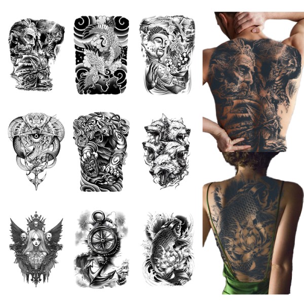 Temporary Tattoo Supplier - Realistic Herbal Full Back Water Transfer Waterproof Sweatproof 2 Weeks