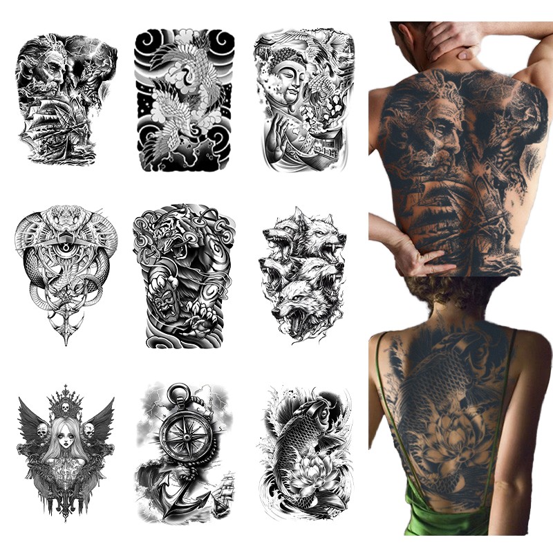 Temporary Tattoo Supplier - Realistic Herbal Full Back Water Transfer Waterproof Sweatproof 2 Weeks